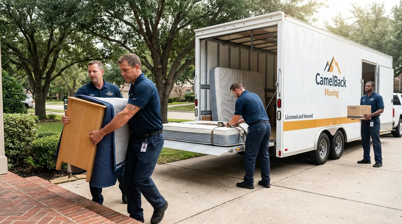 Crew loading residential truck for cross-state move from Granite Falls, MN