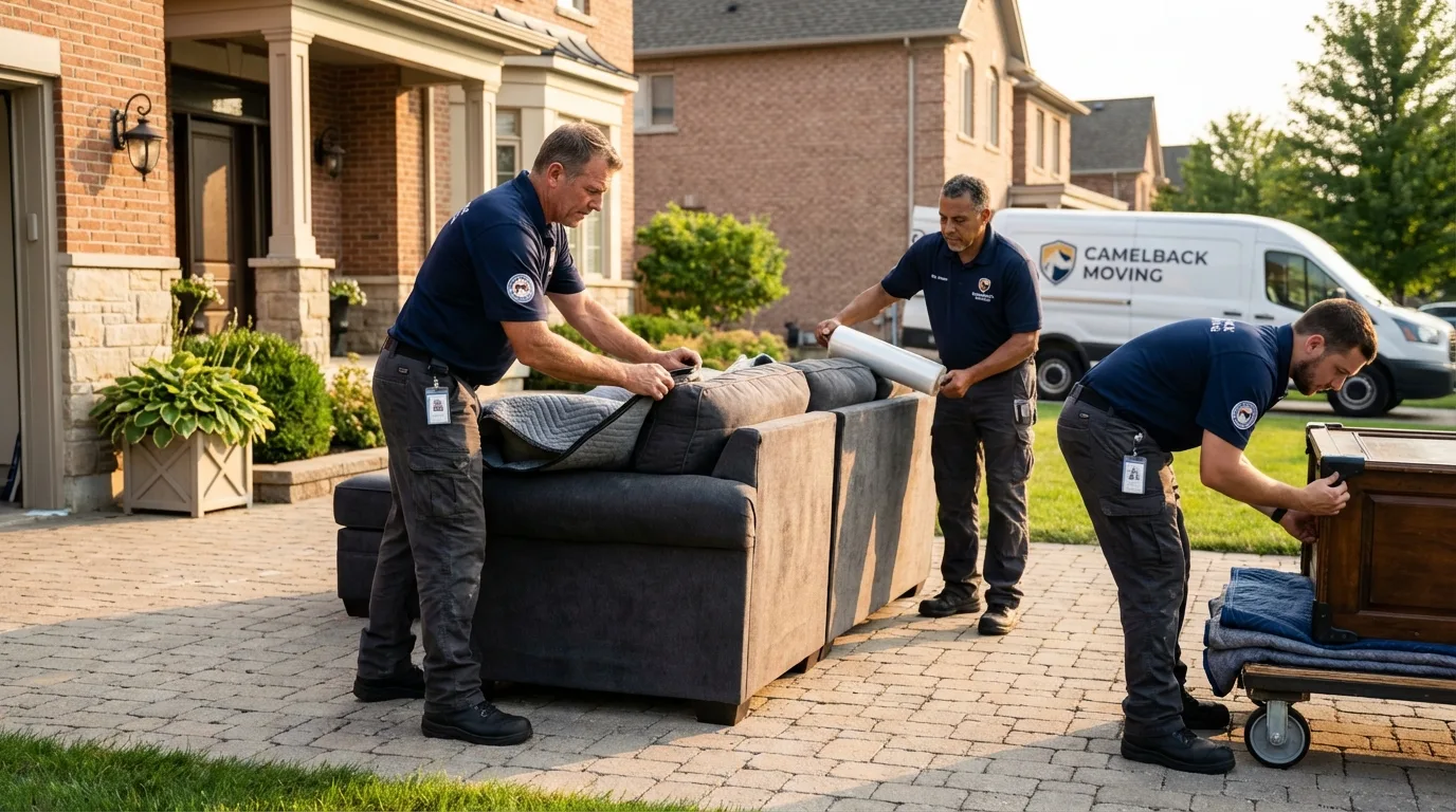 Large estate moving crew wrapping furniture in Granite Falls, MN