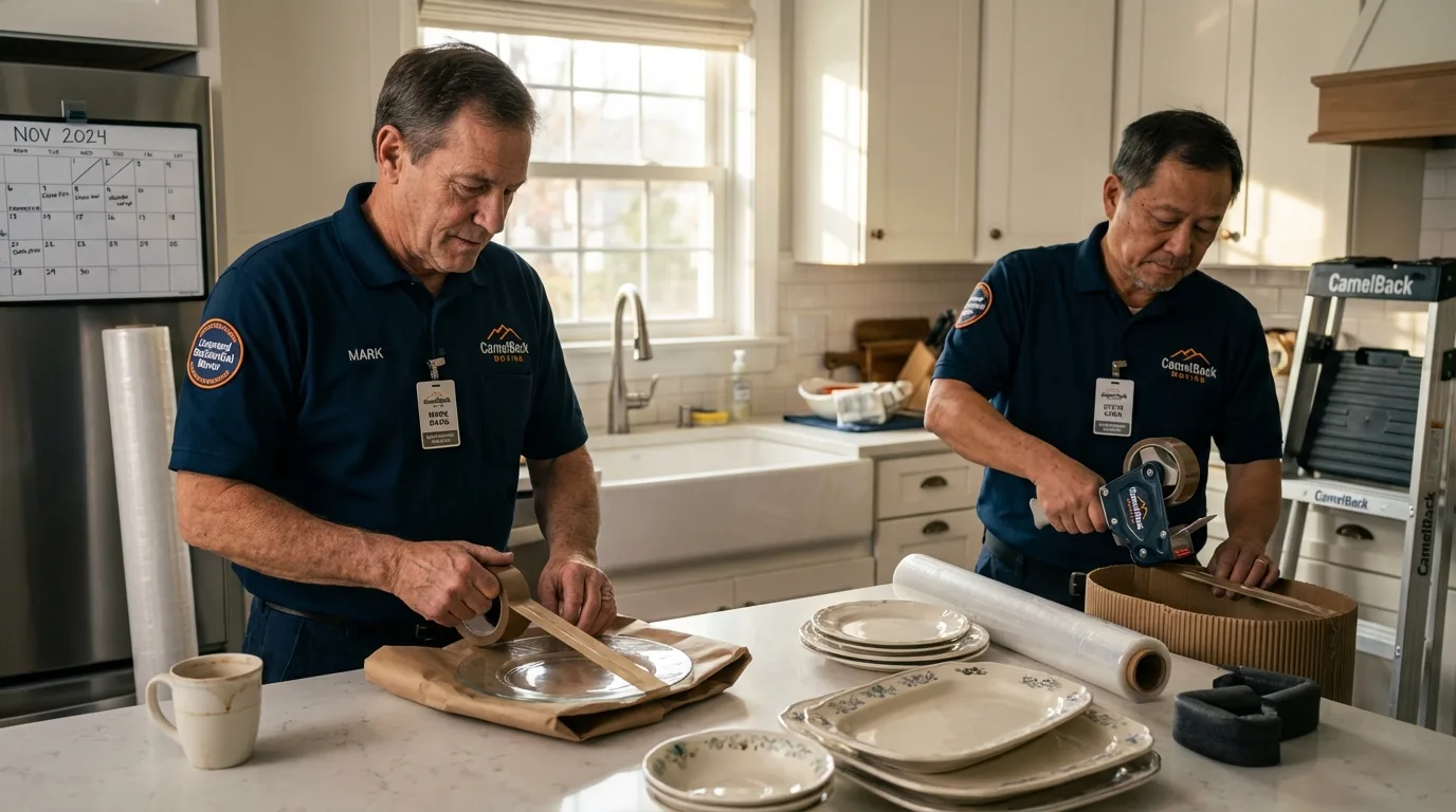 Professional crew packing kitchen dishware in Granite Falls, MN